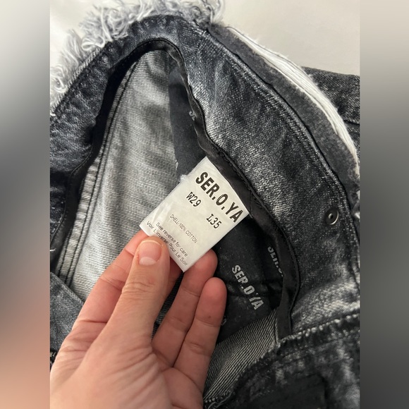 SER.O.YA. Distressed Wide Leg Jeans - Black - Picture 2 of 6